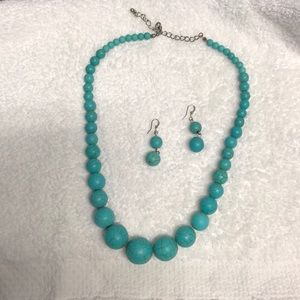 Turquoise necklace and earring set